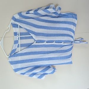 Linen Tie Front Striped top